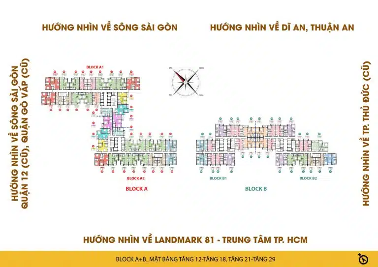 Mặt bằng layout căn hộ Bcons New Sky